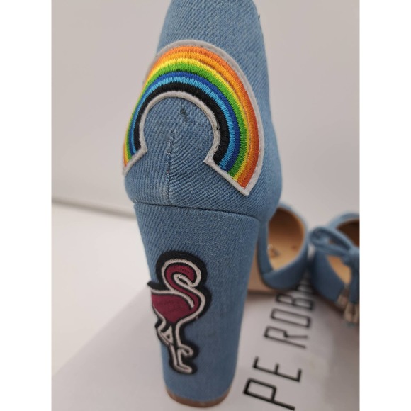 READ Cape Robbin Boho Western Denim Patches block high heel pointy toe Shoes 8.5 - Picture 6 of 10
